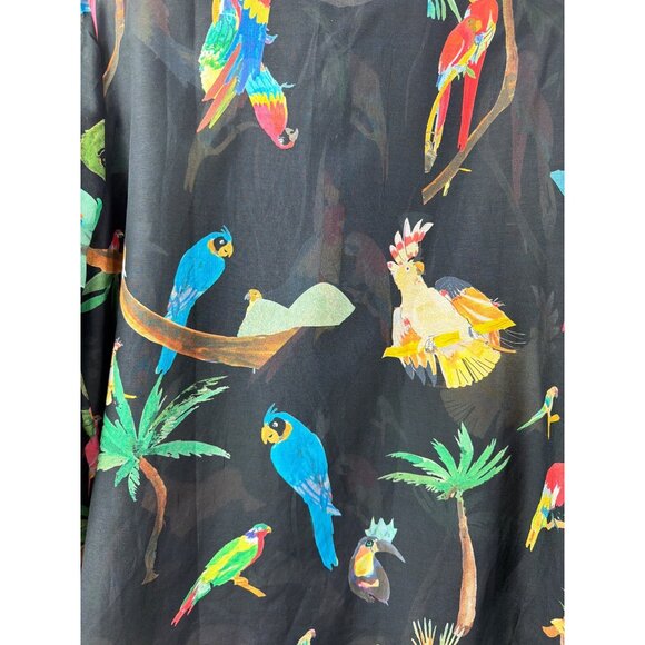 Sezane x G.Kero Pierro Black Jungle Parrot Silk Blened Blouse FR 46/US 14 - Picture 8 of 16